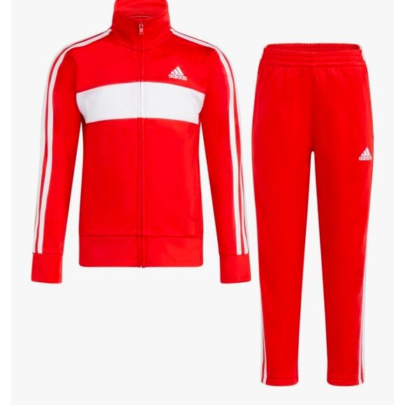 adidas Boys' 2 Piece Classic Tricot Track Set, Better Scarlet size 5 - Picture 1 of 1